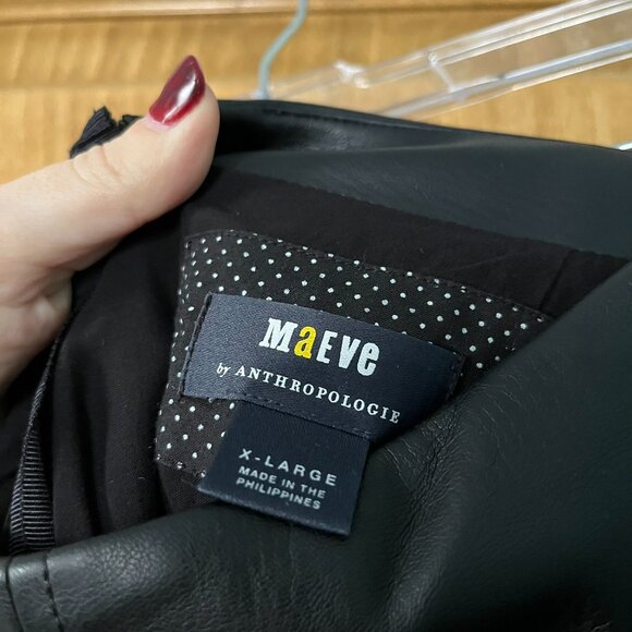 Anthropologie | Maeve Faux Leather A-Line Mini Skirt | Black, XL - Picture 12 of 14